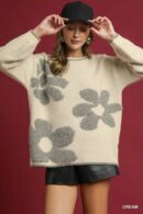 Umgee Floral Jacquard Knit Sweater